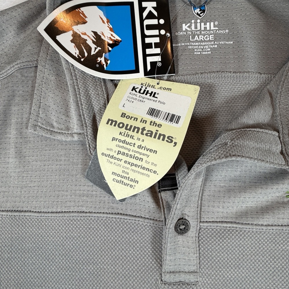 Kuhl Engineered Polo Shirt Women's Sz L Cloud Gray Outdoor Hiking NWT - Picture 5 of 12